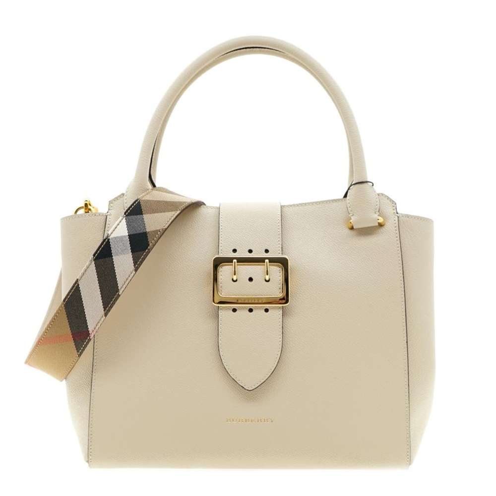 Burberry Shoulder Bag The Buckle Beige Leather Tote